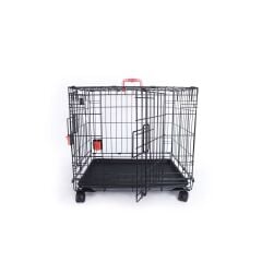 M-Pets Voyager Tekerlekli İki Kapılı Kedi ve Köpek Kafesi 61x46x48 Cm Siyah Small