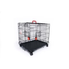 M-Pets Voyager Tekerlekli İki Kapılı Kedi ve Köpek Kafesi 61x46x48 Cm Siyah Small