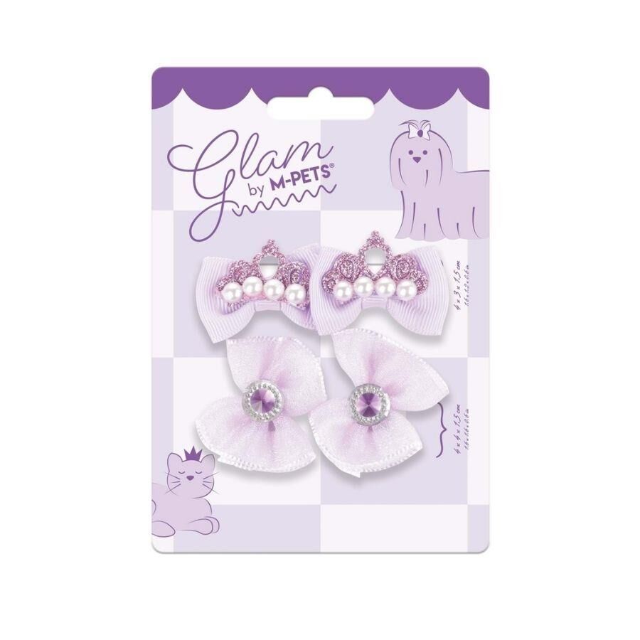 M-Pets Glam Fiyonklu Kedi ve Köpekler İçin Aksesuar Toka Mor
