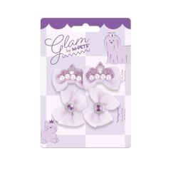 M-Pets Glam Fiyonklu Kedi ve Köpekler İçin Aksesuar Toka Mor