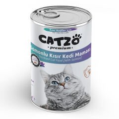 Catzo Premium Somonlu Parça Etli Kısırlaştırılmış Kedi Konservesi 400 Gr