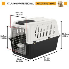 Ferplast Atlas 60 Orta ve Büyük Irk Köpek Taşıma Çantası Gri 61x91x68 Cm