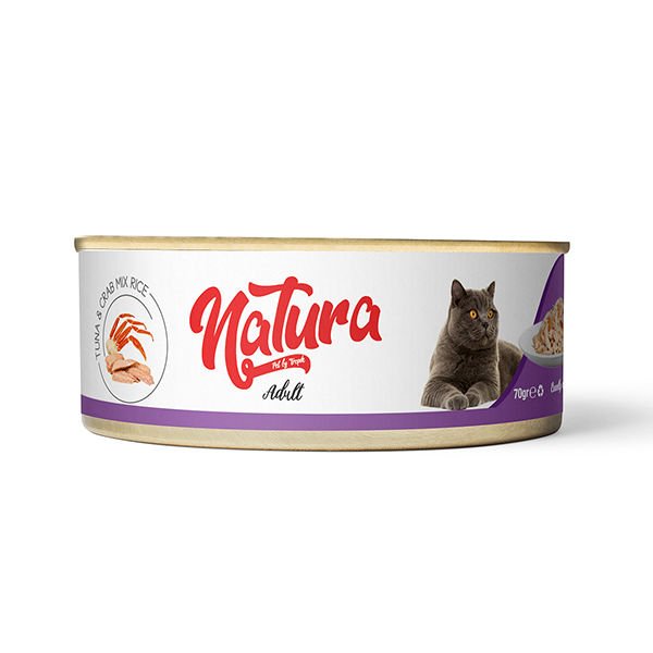 Natura Tahılsız Ton Balık ve Yengeçli Yetişkin Konserve Kedi Maması 70 Gr
