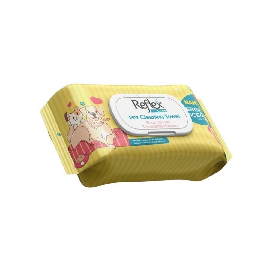Reflex Care Nergis Kokulu Kedi ve Köpekler için Temizleme Mendili 50'li