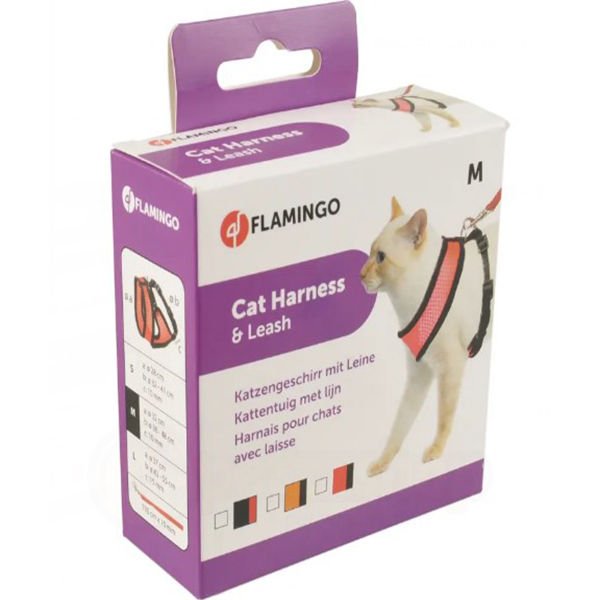 Flamingo File Kedi Göğüs ve Uzatma Tasması Turuncu 10 Mm 110 Cm