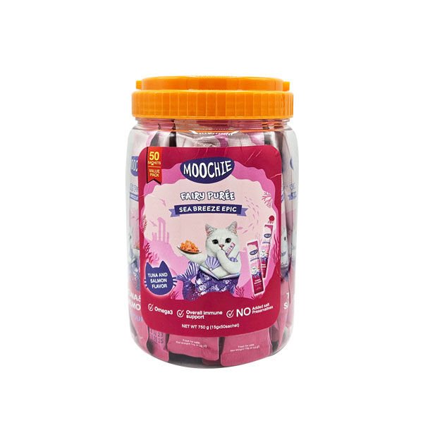 Moochie Ton Balıklı ve Somon Balıklı Sıvı Kedi Ödülü 50 Adet 15 Gr