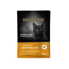 Challenge Tavuklu ve Ciğerli Pouch Yetişkin Konserve Kedi Maması 1 Adet 85 Gr