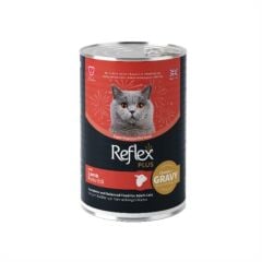 Reflex Plus Sos İçinde Et Parçacıklı Kuzulu Yetişkin Kedi Konservesi 400 Gr