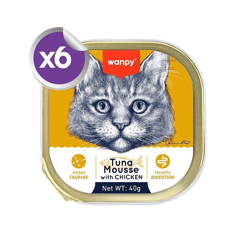 Wanpy Alutray  Ton Balıklı ve Tavuklu Pate Yetişkin Kedi Konservesi 6x40 gr