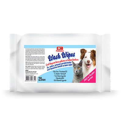 Pet Active Wash Wipes Evcil Hayvan Kuru Temizleme Bakım Kesesi 25 Adet