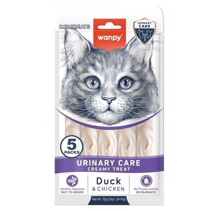 Wanpy Urinary Care Ördekli ve Tavuklu Sıvı Krema Kedi Ödülü 5x14 Gr