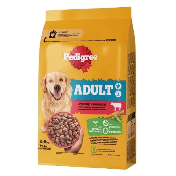 Pedigree Adult Sığır Etli ve Sebzeli Yetişkin Köpek Maması 2.6 Kg