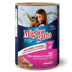 Miglior Kuzu ve Ciğerli Pate Yetişkin Konserve Kedi Maması 400 Gr