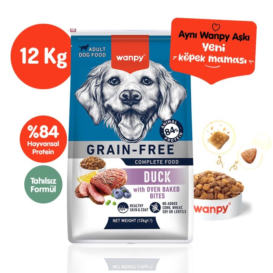 Wanpy Ördekli Tahılsız Yetişkin Köpek Maması 12 kg