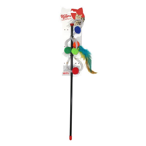 Natura Parlak Kordon Toplu Kedi Olta Oyuncağı 45 cm