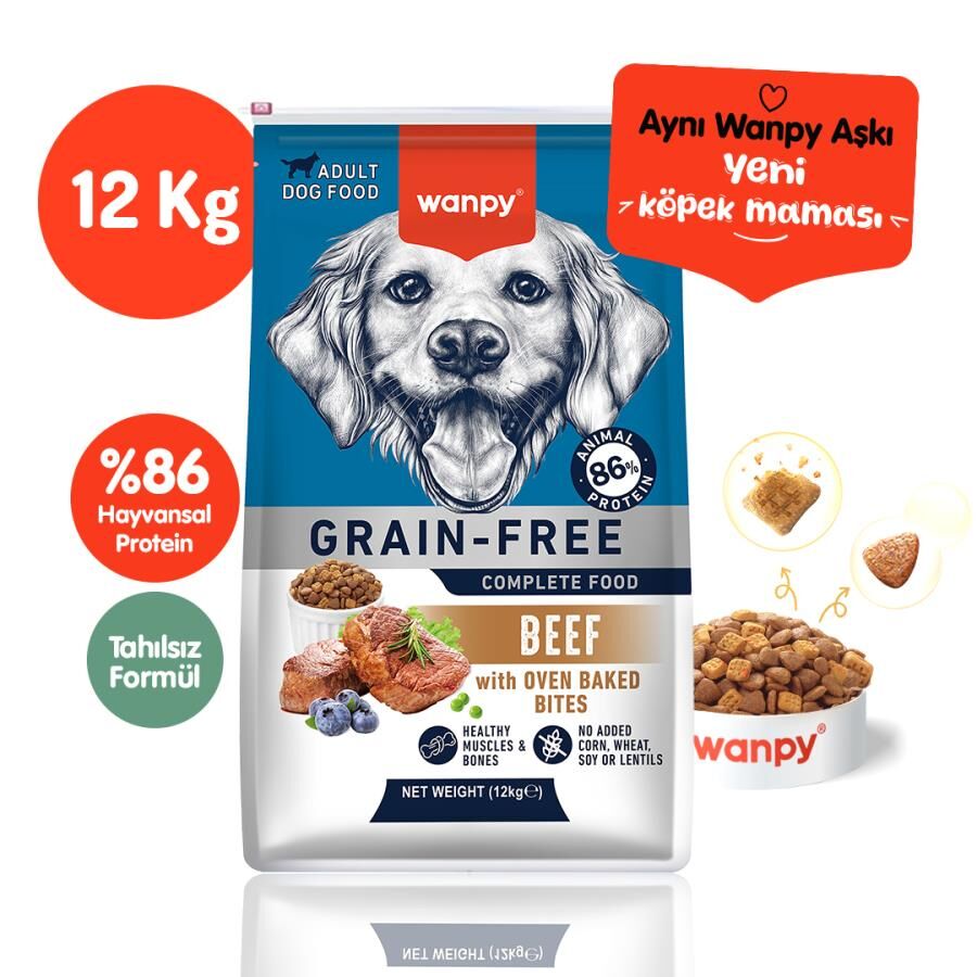 Wanpy Sığır Etli Tahılsız Yetişkin Köpek Maması 12 kg