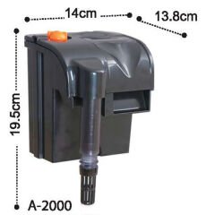 Dophin A2000 Akvaryum Askı Filtresi 250 L/h 13.8x14x19.5 Cm