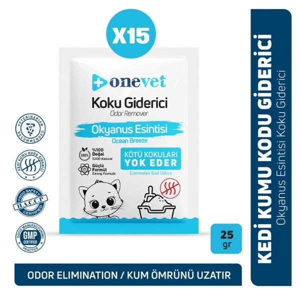 OneVet Kedi Kumu Koku Giderici 25 Gr Okyanus Esintili 15 Adet