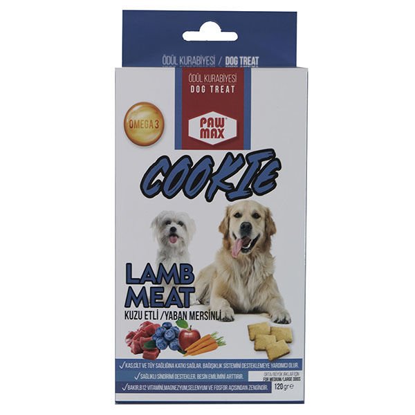 Pawmax Kuzu Etli Ve Yaban Mersinli Büyük Ve Orta Irk Köpek Ödül Kurabiyesi 120 Gr
