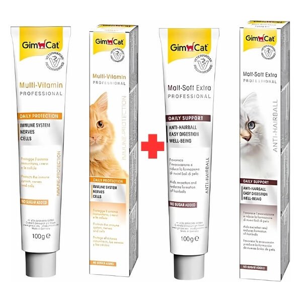 Gimcat Malt Soft Extra 100 Gr + Multivitamin 100 Gr Kedi Malt Macunu 2x100 Gr