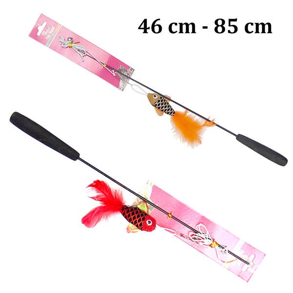 Eastland Uzayabilen Balıklı ve Tüylü Olta Kedi Oyuncağı Sarı 46-85 Cm