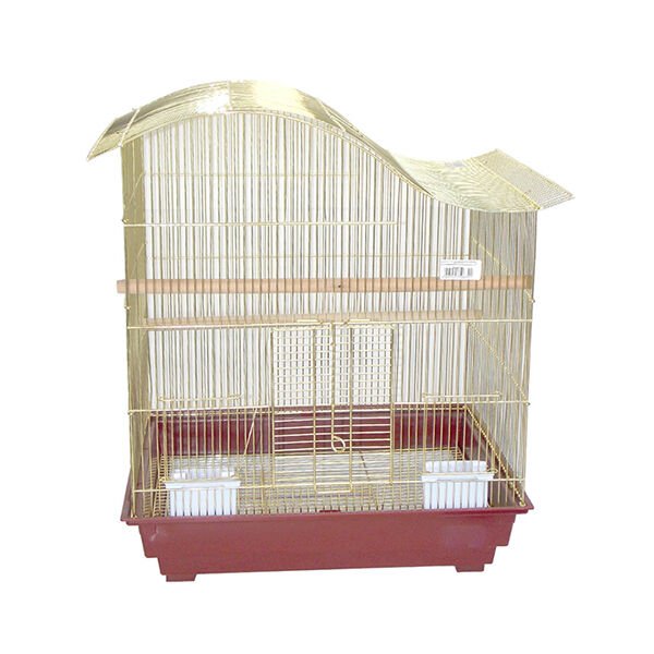 Dayang Şık Tasarımlı Kuş Kafesi Altın/Kırmızı 52x41x61 Cm