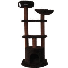 Kralle Yuvalı Kedi Tırmalama ve Oyun Evi Kahve 55x45x126h Cm