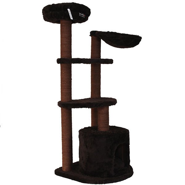 Kralle Yuvalı Kedi Tırmalama ve Oyun Evi Kahve 55x45x126h Cm