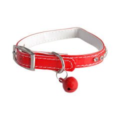 Eastland Çıngıraklı Deri Kedi Boyun Tasması Kırmızı 10 Mm 32 Cm
