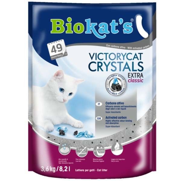 Biokats Victorycat Extra Classic Süper Emici Karbonlu Silica Jel Kedi Kumu 3,6 Kg