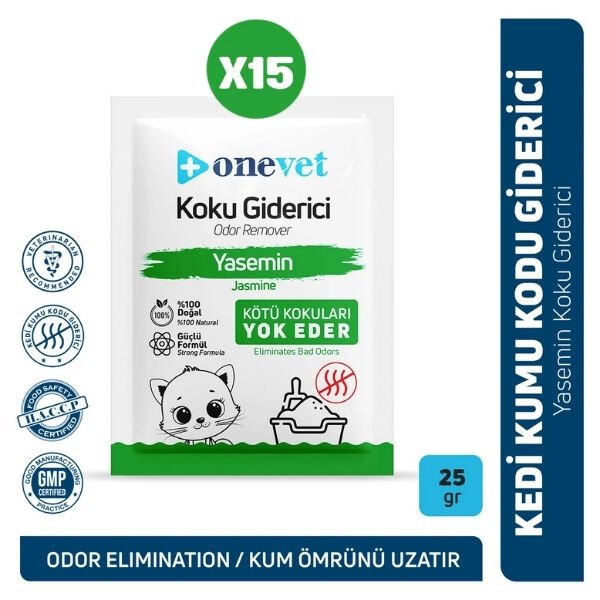 OneVet Kedi Kumu Koku Giderici 25 Gr Yaseminli 15 Adet