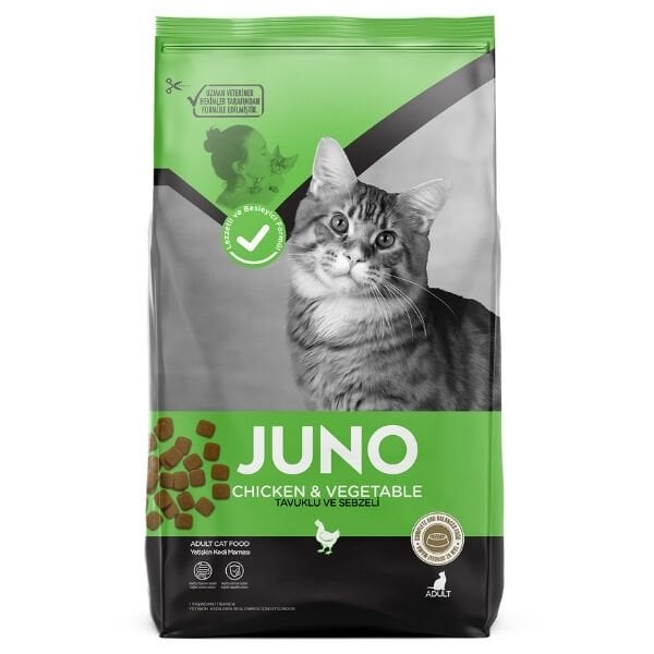 Juno Tavuklu ve Sebzeli Yetişkin Kedi Maması 15 Kg