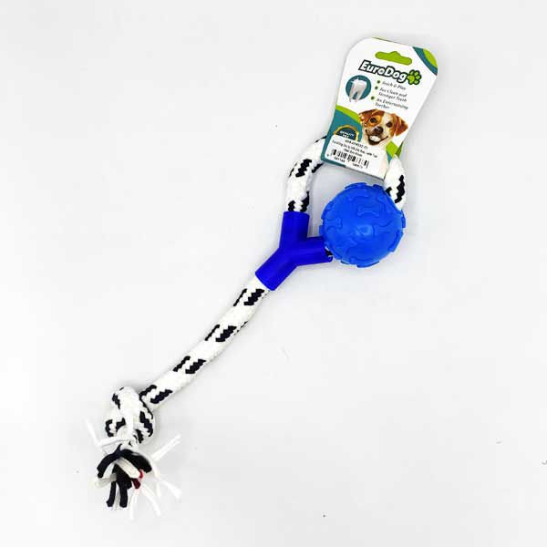 Euro Dog Lastik Toplu Halka Şeklinde Diş Kaşıma İpi Köpek Oyuncağı Beyaz/Mavi 40 Cm