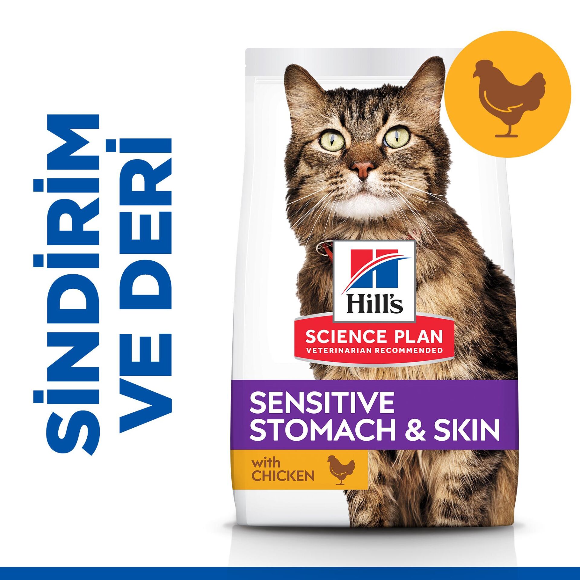 Hill's SCIENCE PLAN Hassas Mide & Deri Yetişkin Tavuklu Kedi Maması 1,5 kg