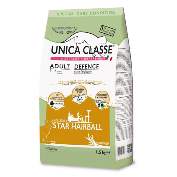 Unica Classe Adult Defence Star Hairball Tavuklu Tüy Yumağı Önleyici Yetişkin Kedi Maması 1.5 Kg