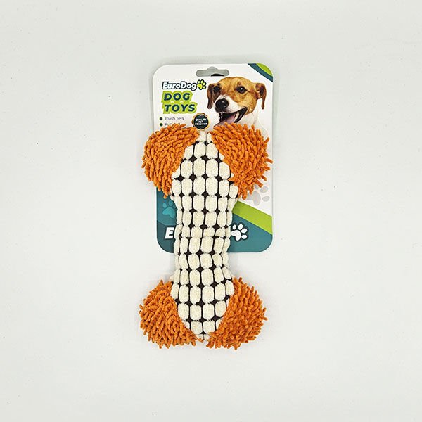 Euro Dog Kemik Şekilli Püsküllü Peluş Köpek Oyuncağı 18x12 Cm