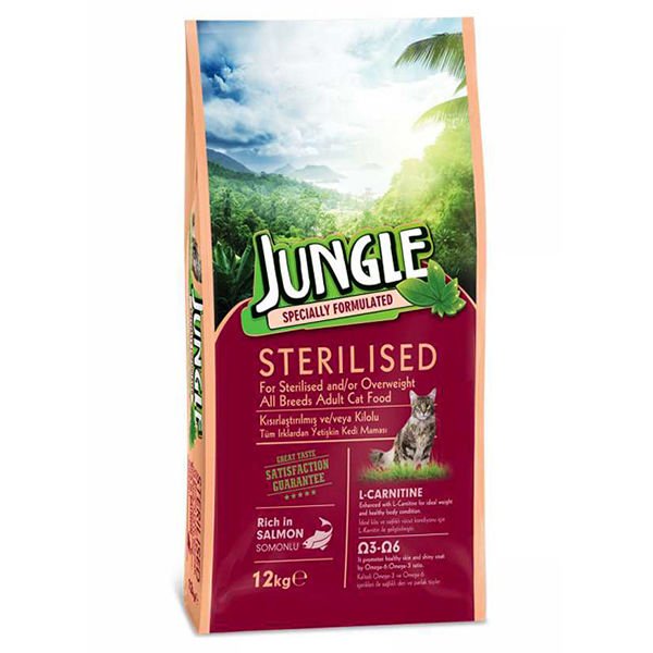 Jungle Kısırlaştırılmış Somonlu Yetişkin Kedi Maması 12 Kg