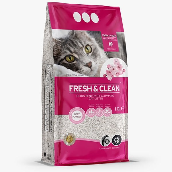 Fresh Clean Bebek Pudralı Bentonit Topaklanan Kedi Kumu 10 Lt