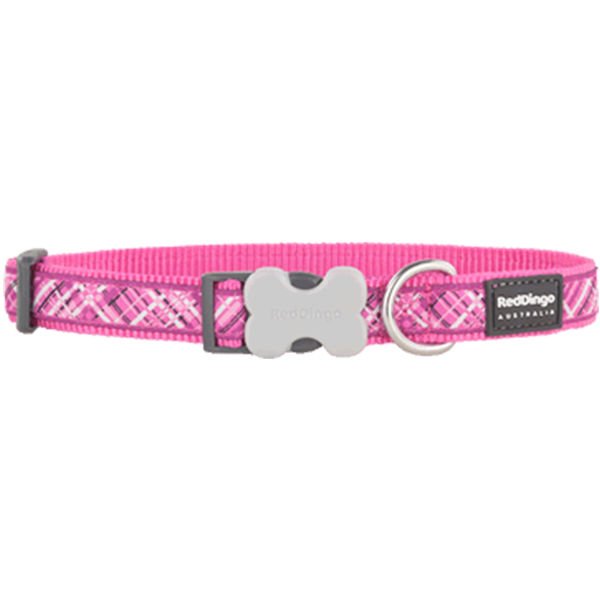 Red Dingo Flanno Desenli Köpek Boyun Tasması Pembe 15 Mm