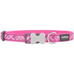 Red Dingo Flanno Desenli Köpek Boyun Tasması Pembe 15 Mm