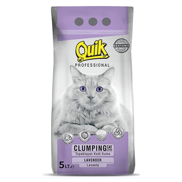 Quik Lavanta Kokulu Bentonit Topaklanan Kedi Kumu İnce 5 Lt