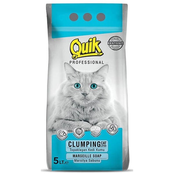 Quik Marsilya Sabunlu Bentonit Topaklanan Kedi Kumu İnce 5 Lt