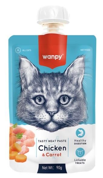Wanpy Taze Tavuklu ve Havuçlu  Kedi Et Ezmesi 90 gr