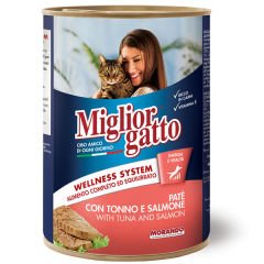 Miglior Somonlu ve Ton Balıklı Pate Yetişkin Konserve Kedi Maması 405 Gr