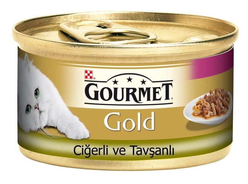 Gourmet Gold Tavşan ve Ciğerli Yetişkin Konserve Kedi Maması 85 Gr