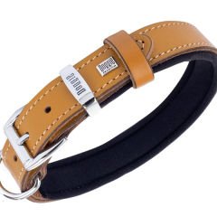 Doggie Konfor Deri İsimlikli Köpek Boyun Tasması Medium Camel 2.5x37-45 Cm