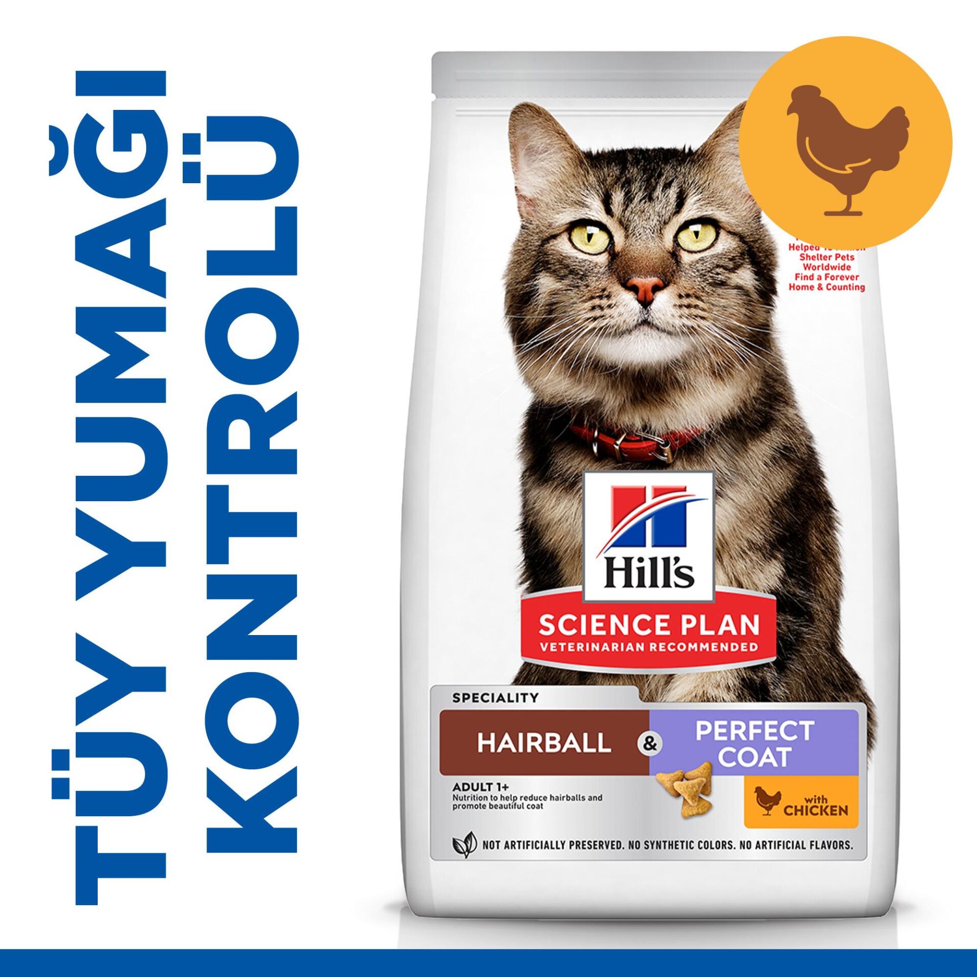 Hill's SCIENCE PLAN Tüy Yumağı Önleyici Mükemmel Tüyler İçin Tavuklu Kedi Maması 1,5 kg