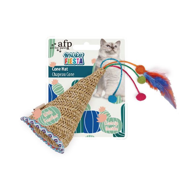 Afp Whisker Fiesta Tüylü Hasır Koni Şapka Kedi Oyuncağı