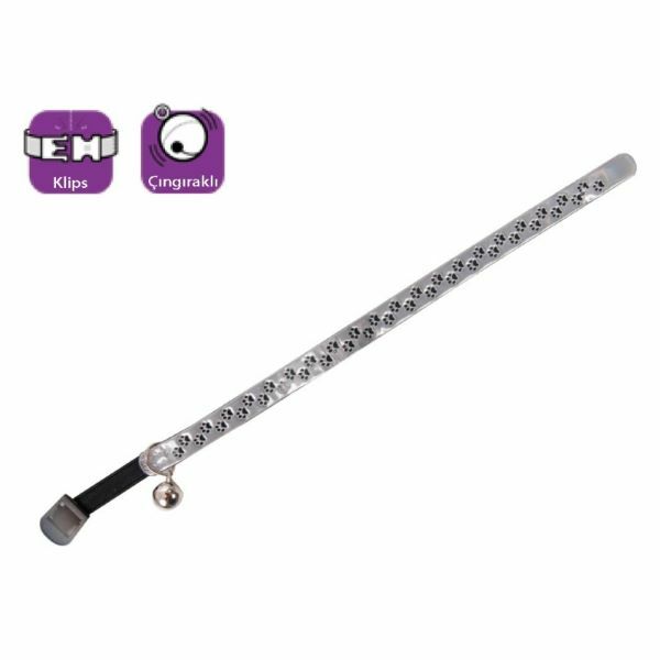 Karlie Cıngıraklı Pati Desenli Kedi Boyun Tasması Gri 30 Cm