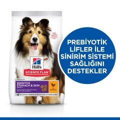 Hill's SCIENCE PLAN Hassas Deri & Mide Yetişkin Orta Irk Tavuklu Köpek Maması 2,5 kg